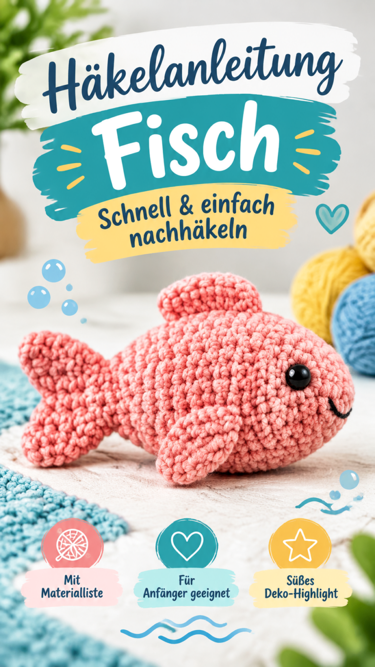 Kostenlose Häkelanleitung für einen niedlichen Fisch im Amigurumi-Stil