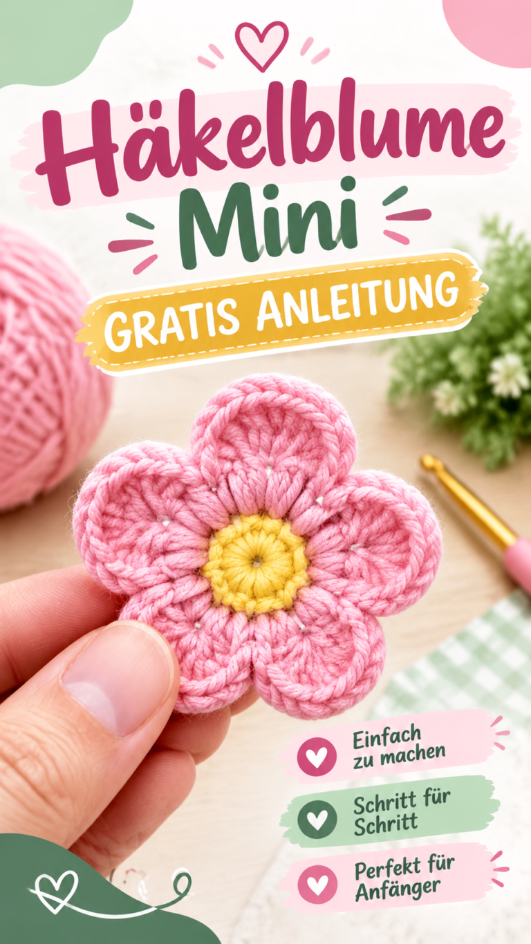 Kleine Häkelblume Anleitung für Anfänger  Einfaches Häkelblüten-Tutorial kostenlos