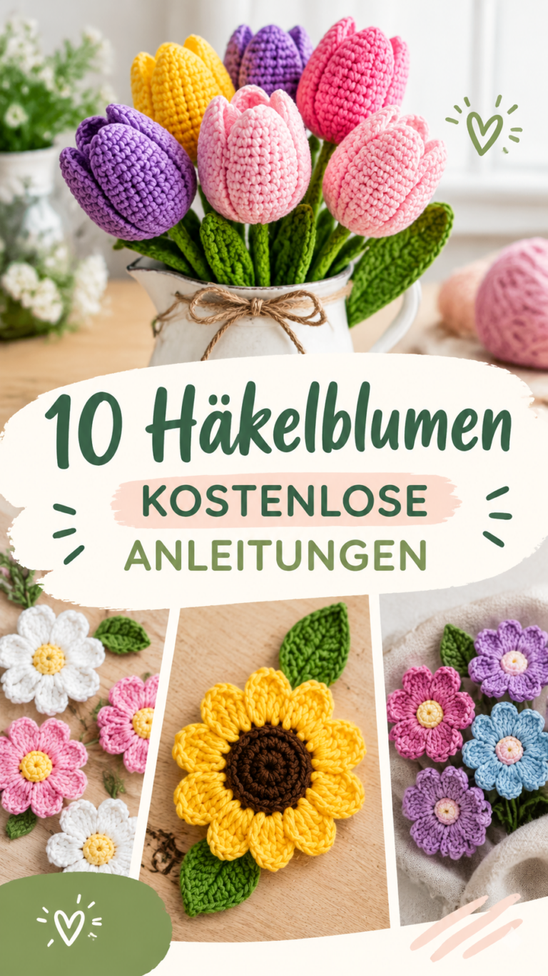 Einfache Häkelblumen 10 kreative Blumenmuster zum Nachmachen