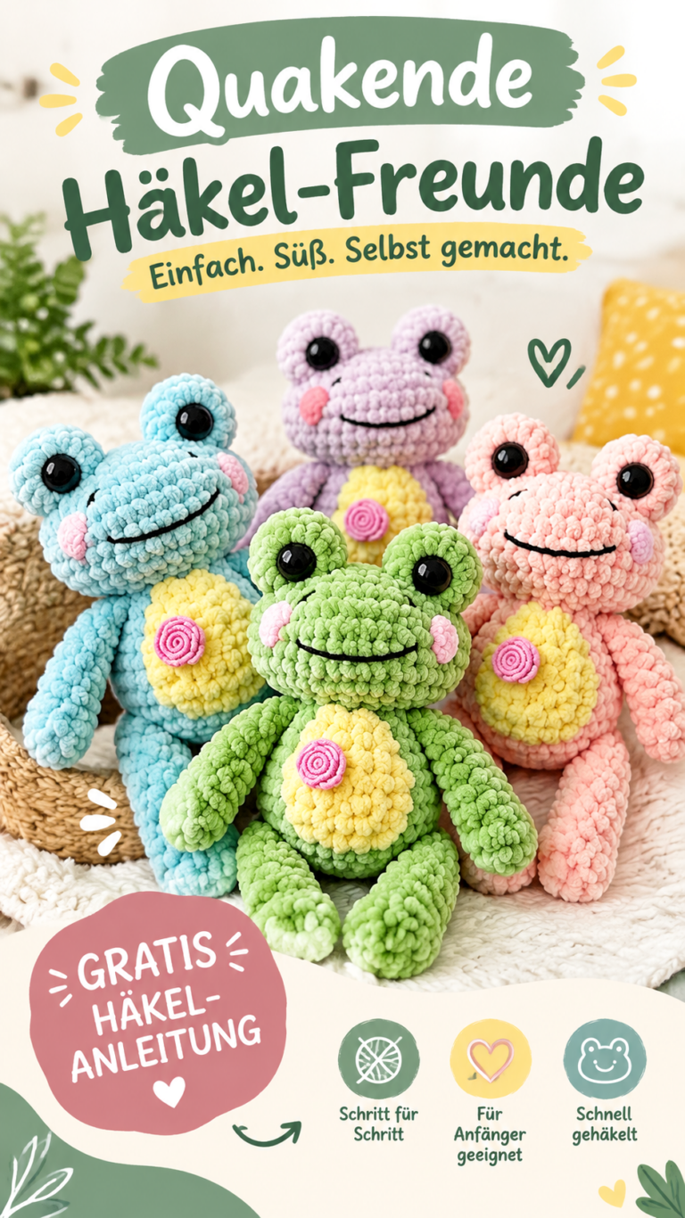 Häkel Frosch Amigurumi Anleitung  Süßes Kuscheltier zum Selbermachen