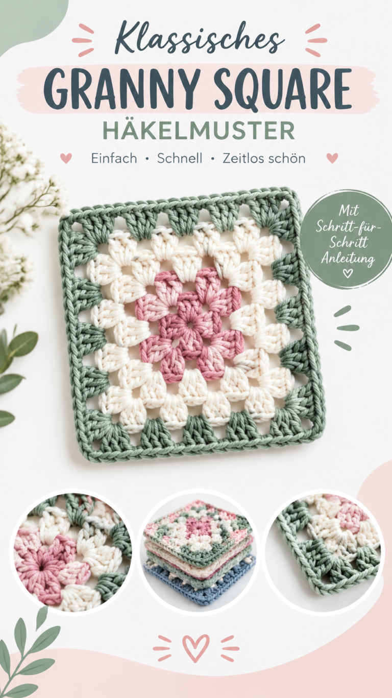 Klassisches Granny Square häkeln  Anleitung für bunte Häkelquadrate