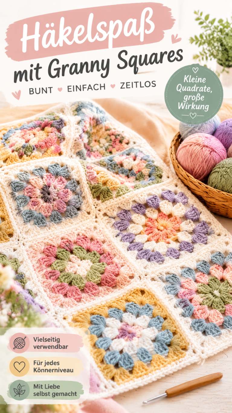 Häkeldecke mit Granny Squares  bunte Anleitung  Ideen