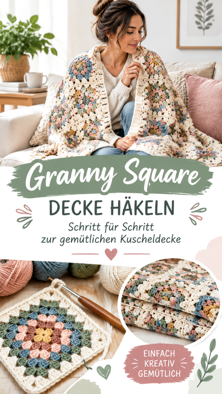 Häkelanleitung für Granny-Square-Cardigan  Bunte Häkeljacke im Boho-Stil