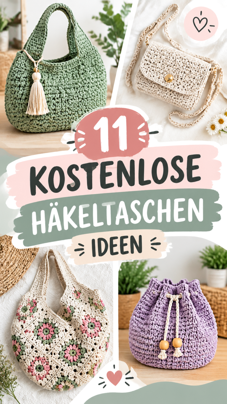 11 kostenlose und einfache Häkelanleitungen für stilvolle Handtaschen und Umhängetaschen