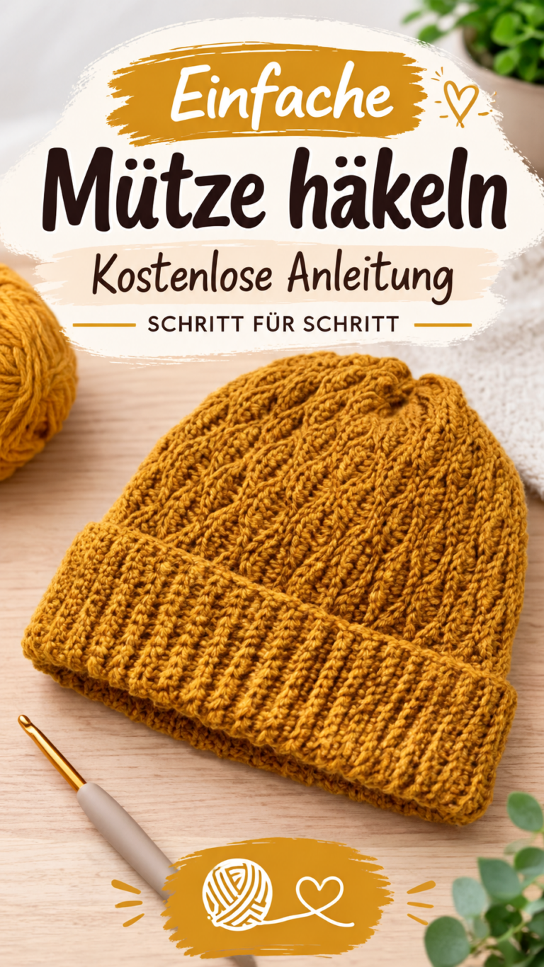Häkelmütze Anleitung  Einfaches Muster Schritt für Schritt