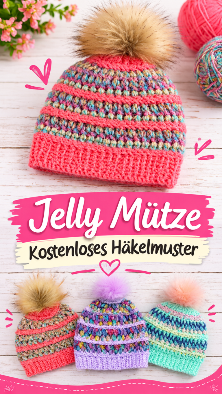 Gehäkelte Mütze mit Bommel  kuschelige Häkelmütze DIY Anleitung