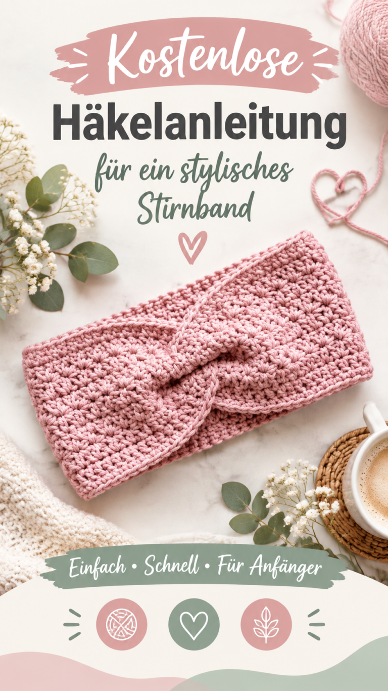 Kostenlose Häkelanleitung Trendiges Stirnband häkeln für Anfänger