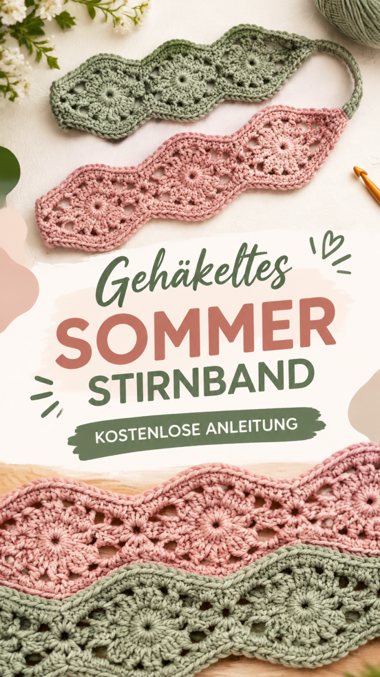 Häkelanleitung Stirnband  einfaches Crochet Headband Muster für den Sommer
