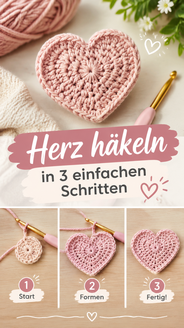 Gehäkeltes Herz Einfache Häkelanleitung für ein süßes Herz