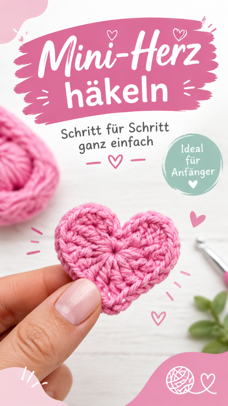 Einfache Häkelanleitung für ein Mini-Herz  Perfekt für Anfänger