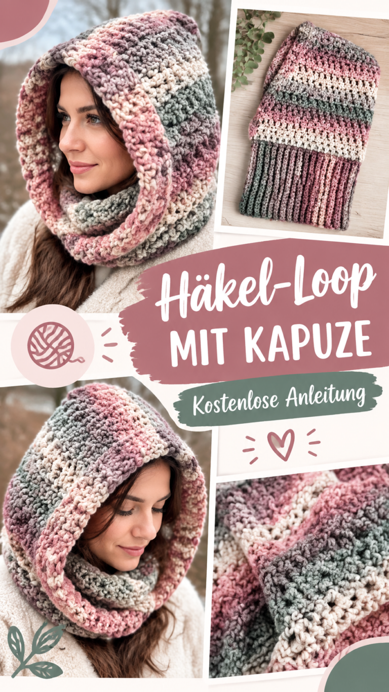 Häkel Kapuze mit Cowl Schal  einfache Anleitung für ein kuscheliges Winteraccessoire