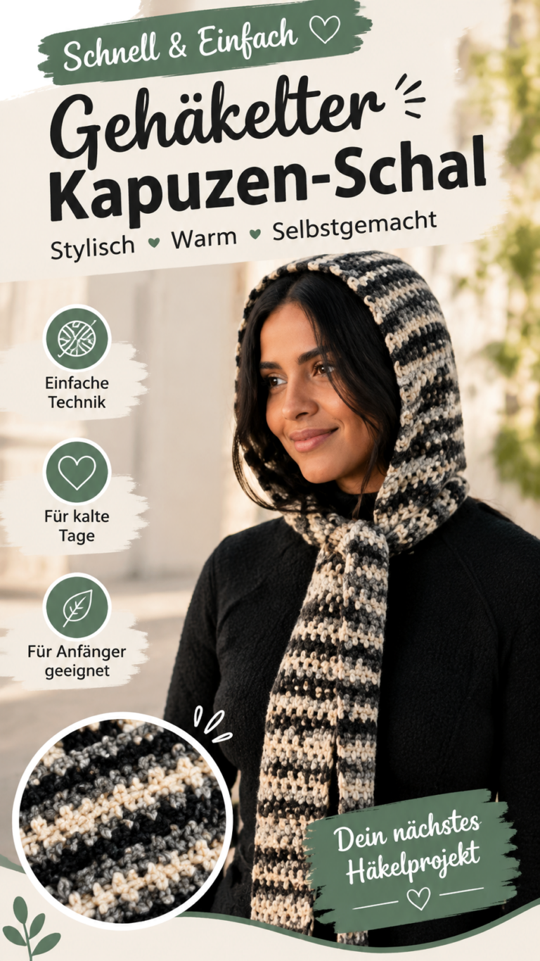 Häkelanleitung Kapuzenschal  Einfacher Crochet Hooded Scarf zum Nachmachen