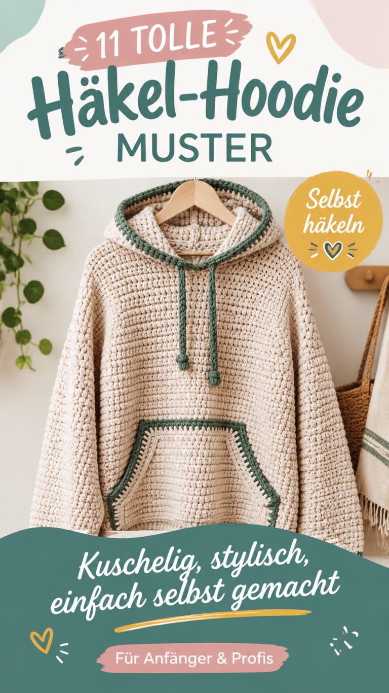 Häkelpullover mit Kapuze  Gemütlicher DIY-Hoodie mit Häkelanleitung
