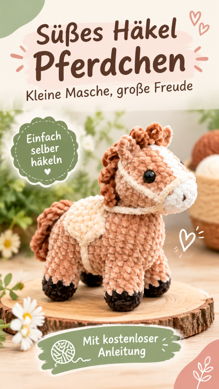 Süßes gehäkeltes Pferd  Amigurumi Pferd häkeln als niedliche DIY-Idee