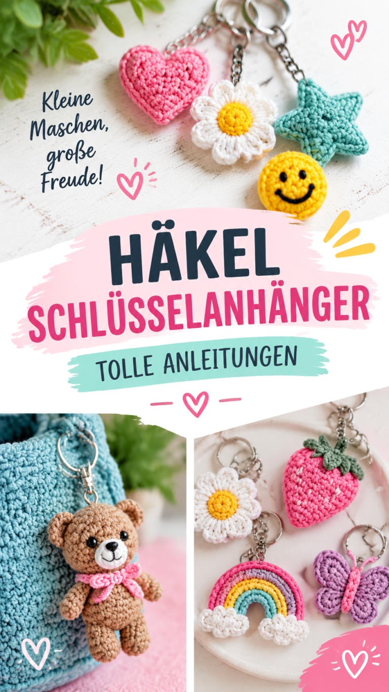 Häkel Schlüsselanhänger Anleitung  süße DIY Muster zum Nachhäkeln