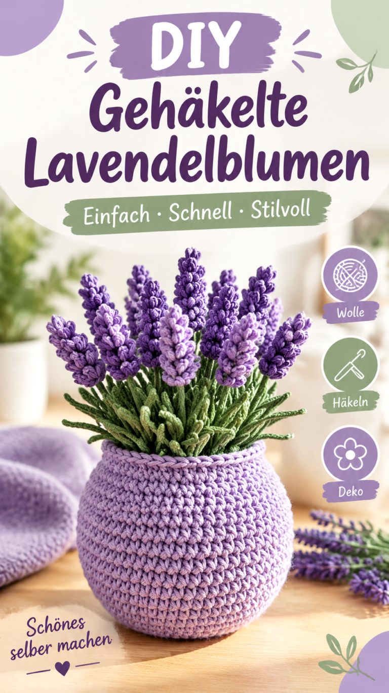 Gehäkelter Lavendel im Topf  DIY Häkelblumen Anleitung