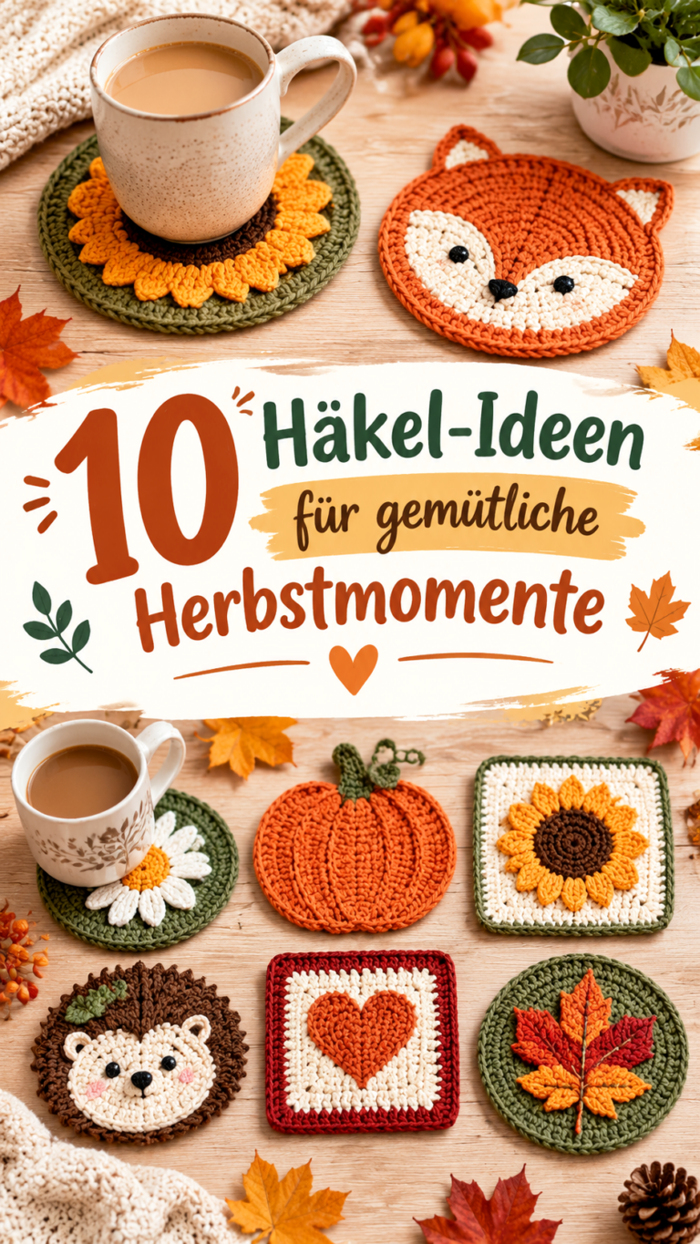 10 Häkelideen für Kürbis-Untersetzer  Herbstliche Tassenmatten zum Selbermachen