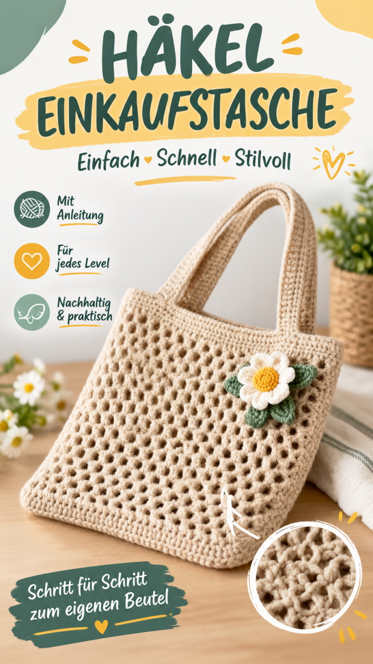 Häkelanleitung Luftige Mesh Tasche häkeln  Sommerliche Einkaufstasche