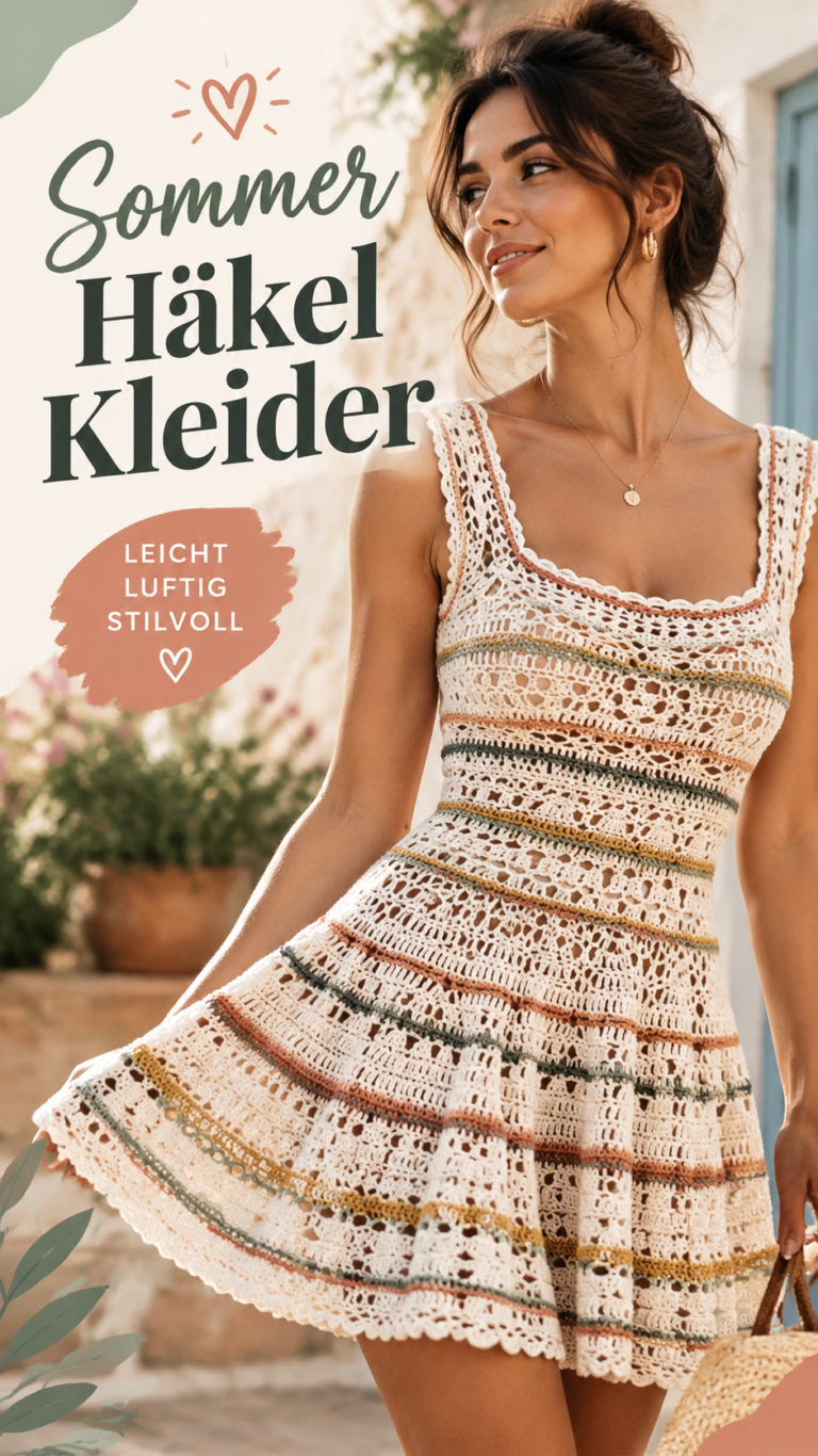 Gehäkeltes Minikleid Kostenlose Anleitung im Boho-Stil zum Selbermachen