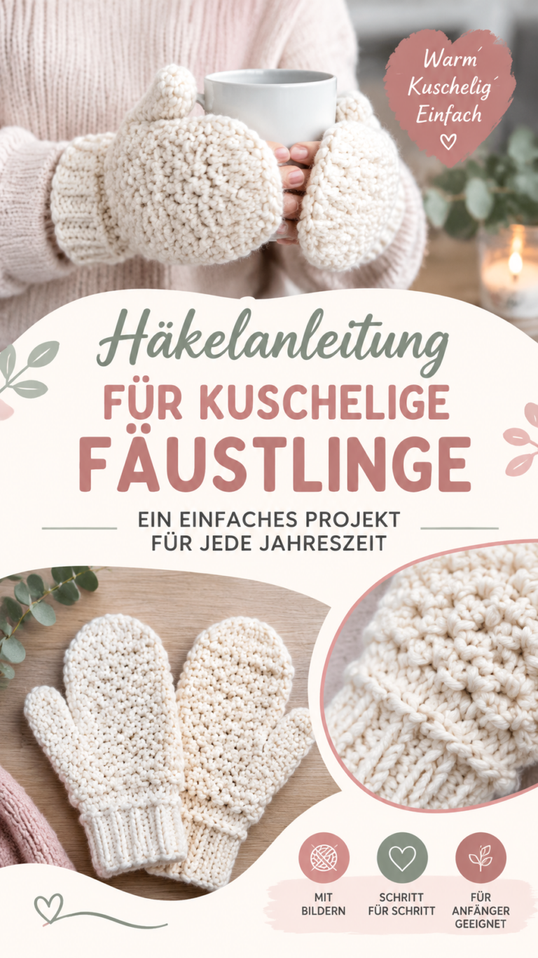 Gehäkelte Fäustlinge mit Klappfunktion  kostenloses Häkelmuster