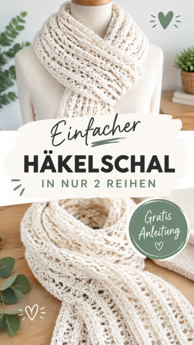 Einfacher 2-Reihen-Häkelschal  kostenlose Anleitung für Anfänger