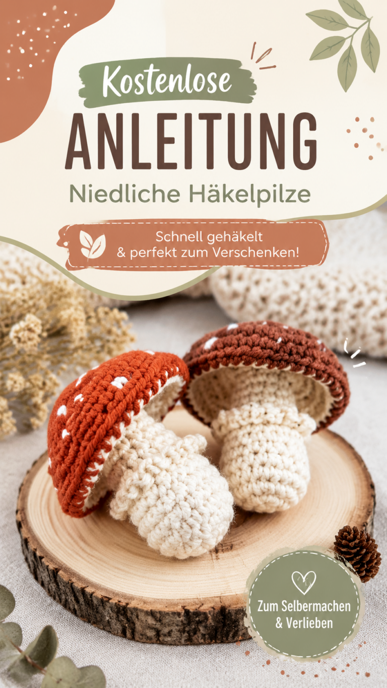 Niedliche Häkelpilze selber machen  Kostenlose Anleitung für herbstliche Deko
