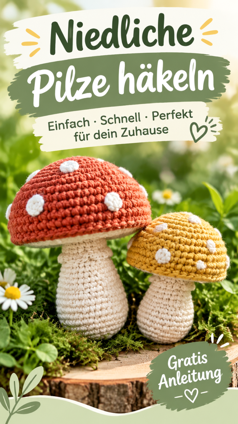 Gehäkelte Pilze als süße Amigurumi Deko Anleitung fürs Zuhause