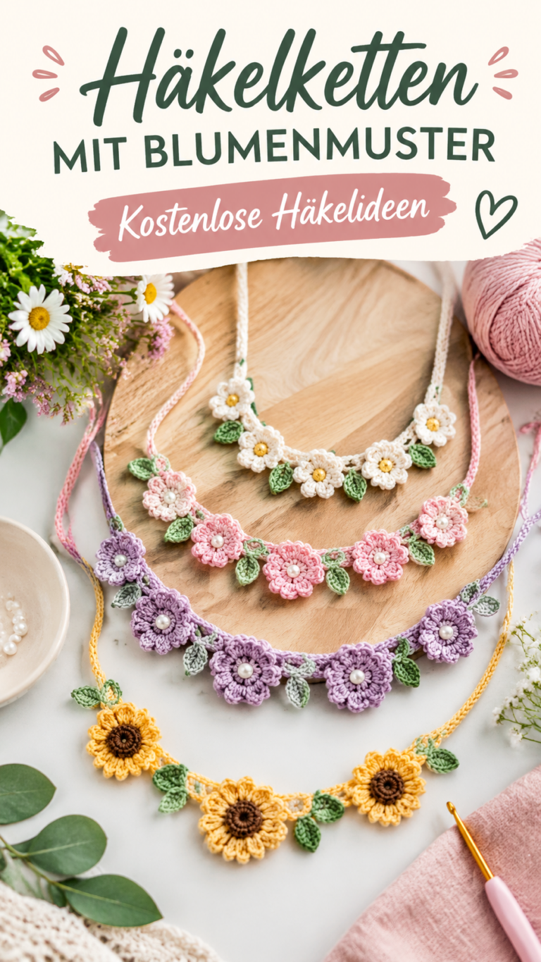 Gehäkelte Blumenketten Wunderschöne DIY-Schmuckideen mit kostenlosen Häkelmustern