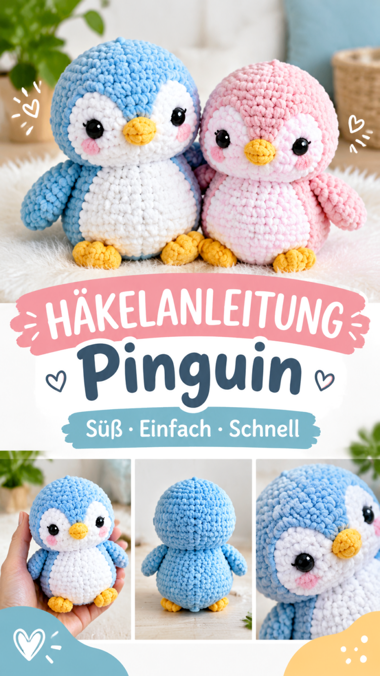 Süßer Häkel-Pinguin  Amigurumi Anleitung für ein niedliches Kuscheltier