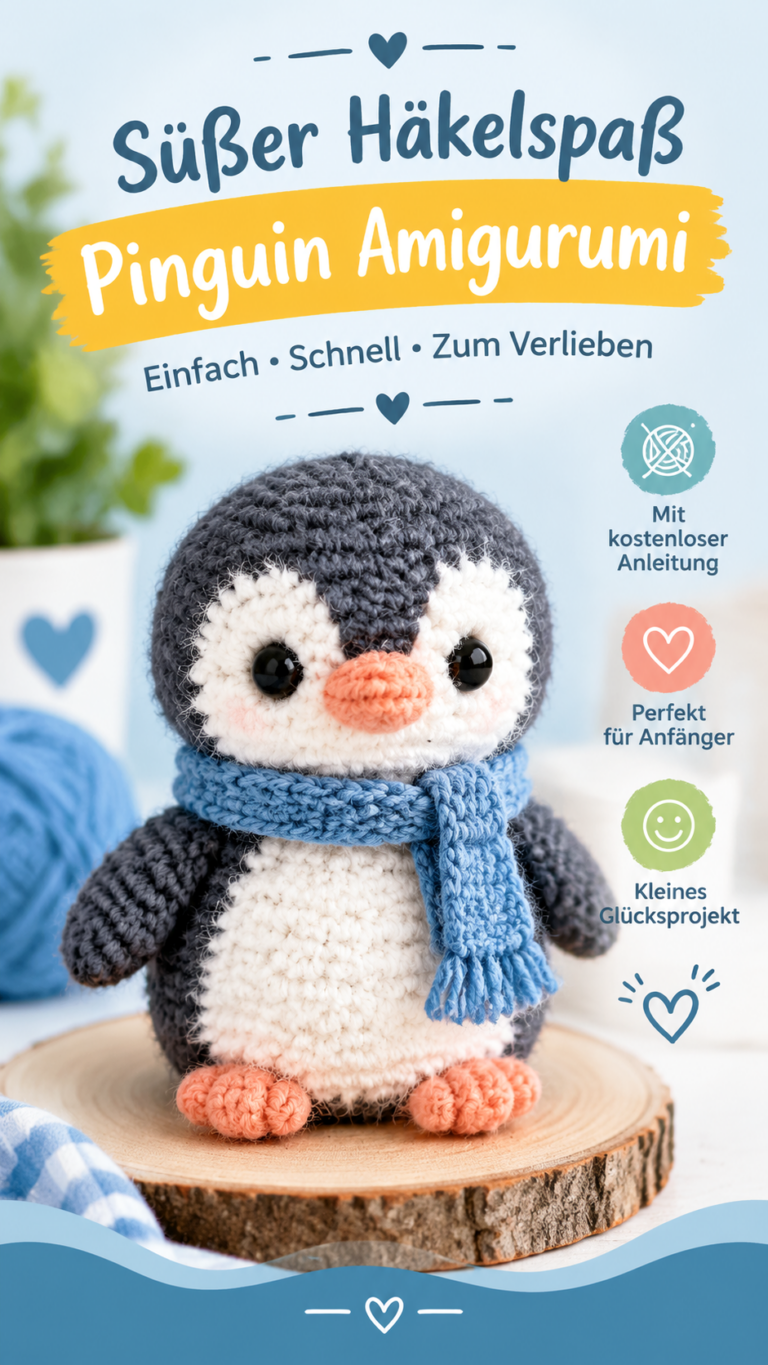 Häkelpinguin Amigurumi Anleitung  süßes Kuscheltier häkeln