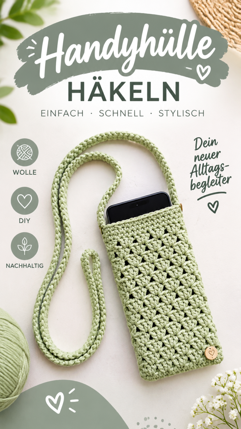 Gehäkelte Handytasche mit Trageband  Praktische DIY-Häkelanleitung