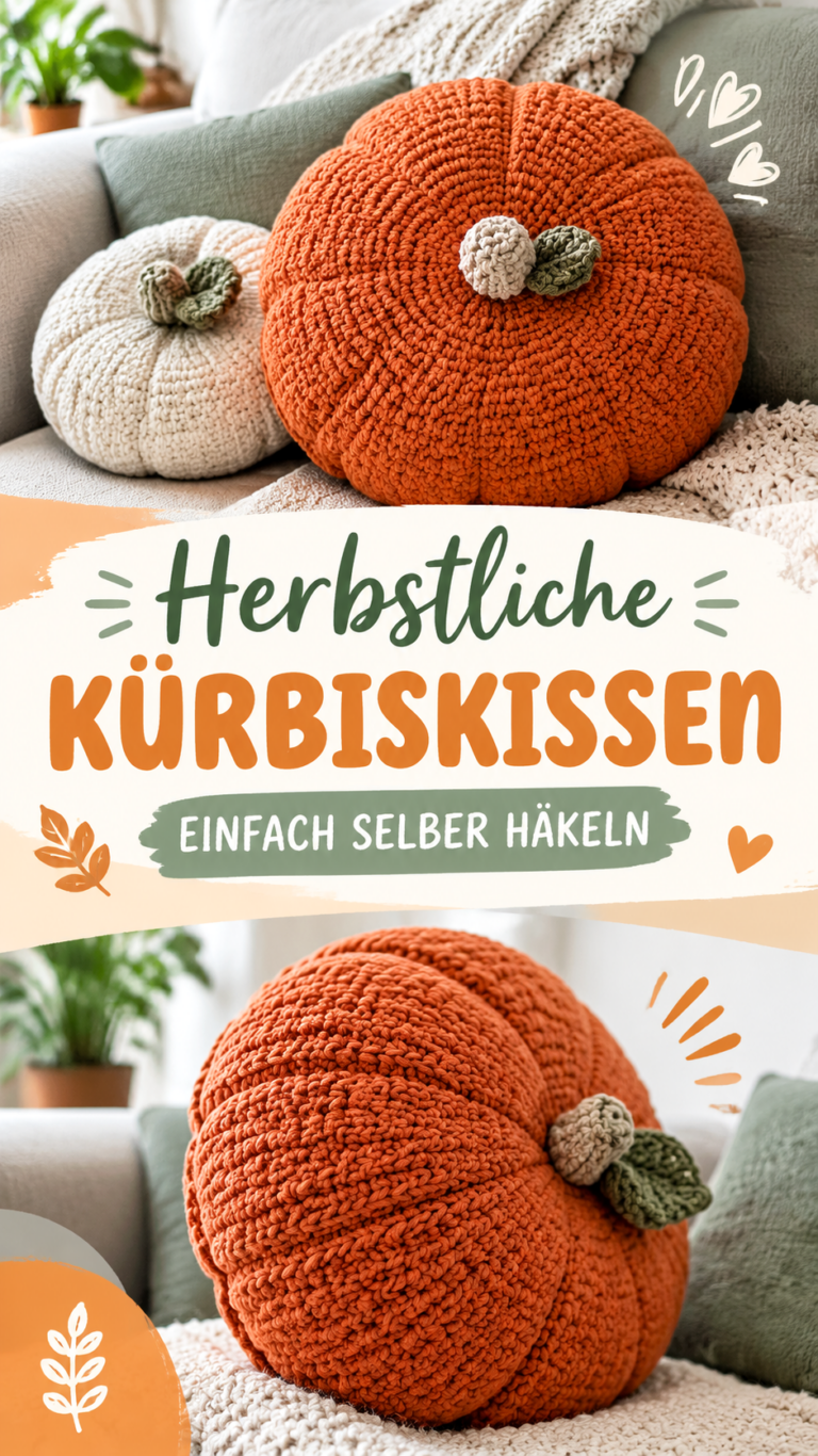Gehäkeltes Kürbiskissen im Herbststil  Gemütliche Deko selber häkeln