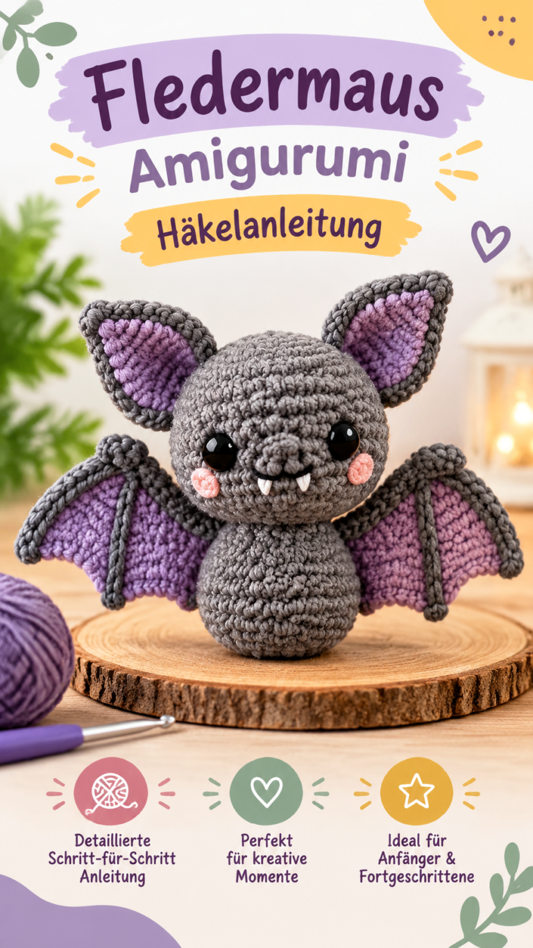Niedliche gehäkelte Kuscheltiere Orange Fledermaus Amigurumi Häkelanleitung
