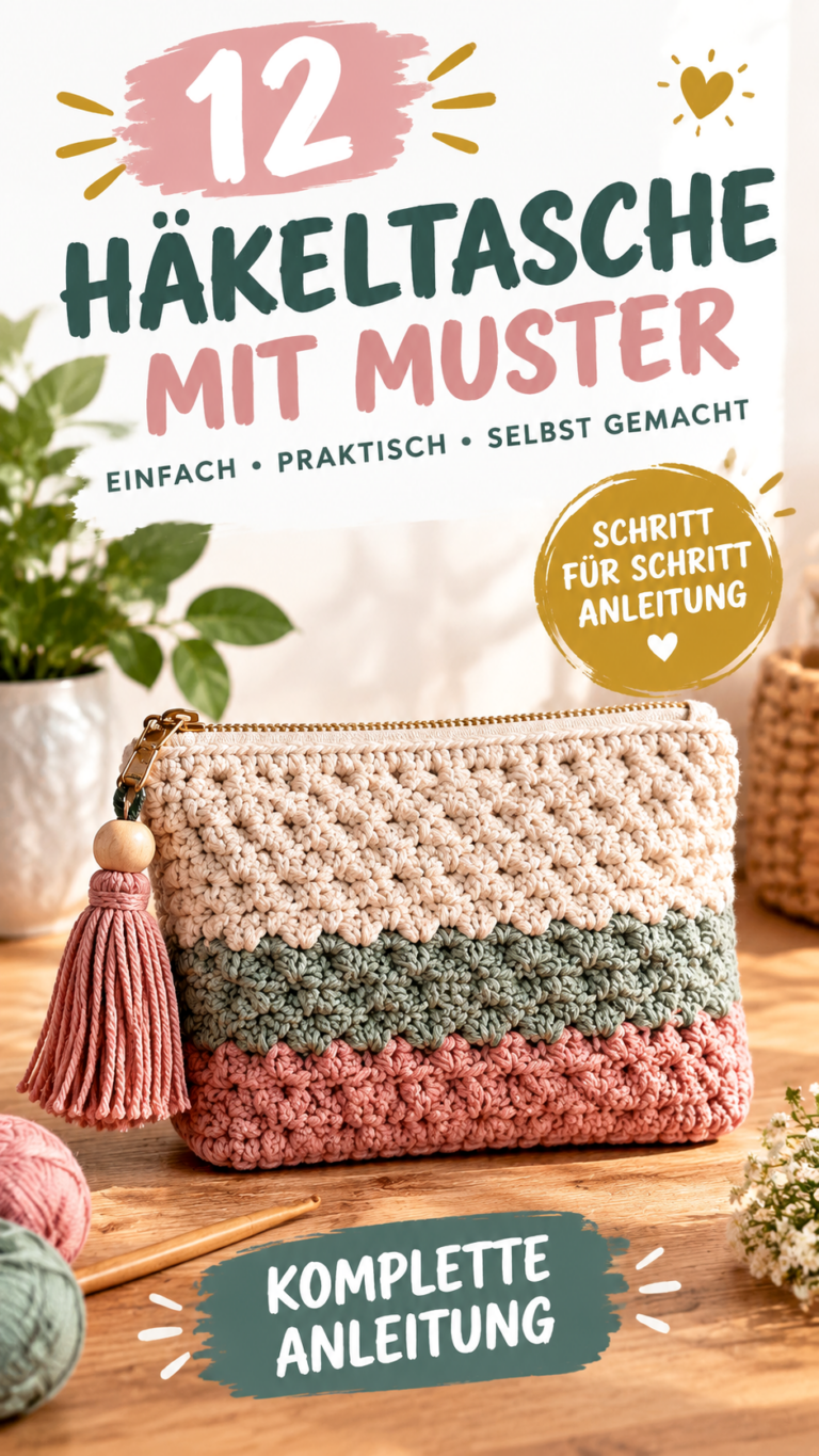 Gehäkelte Kosmetiktasche selber machen  Stilvolle Häkelanleitung mit Quaste