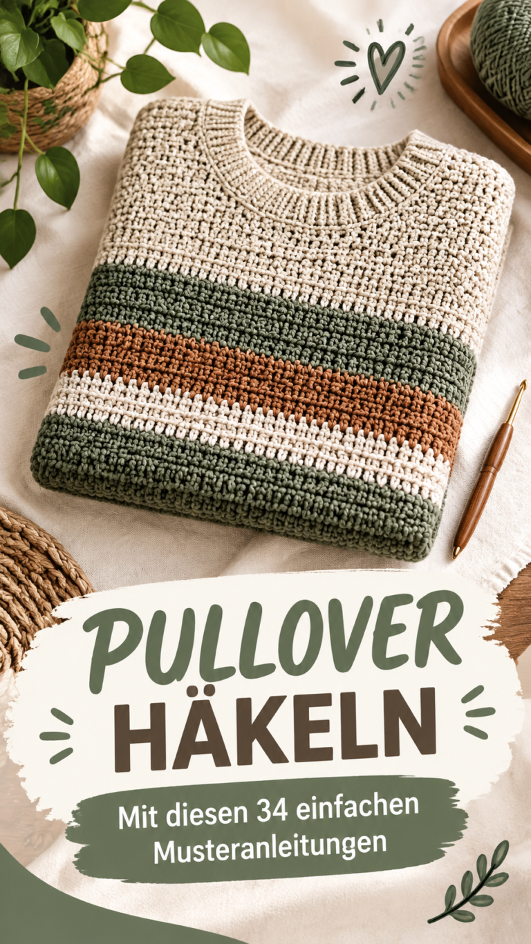 Einfachen Pullover häkeln Anleitung für einen gestreiften Häkelpullover