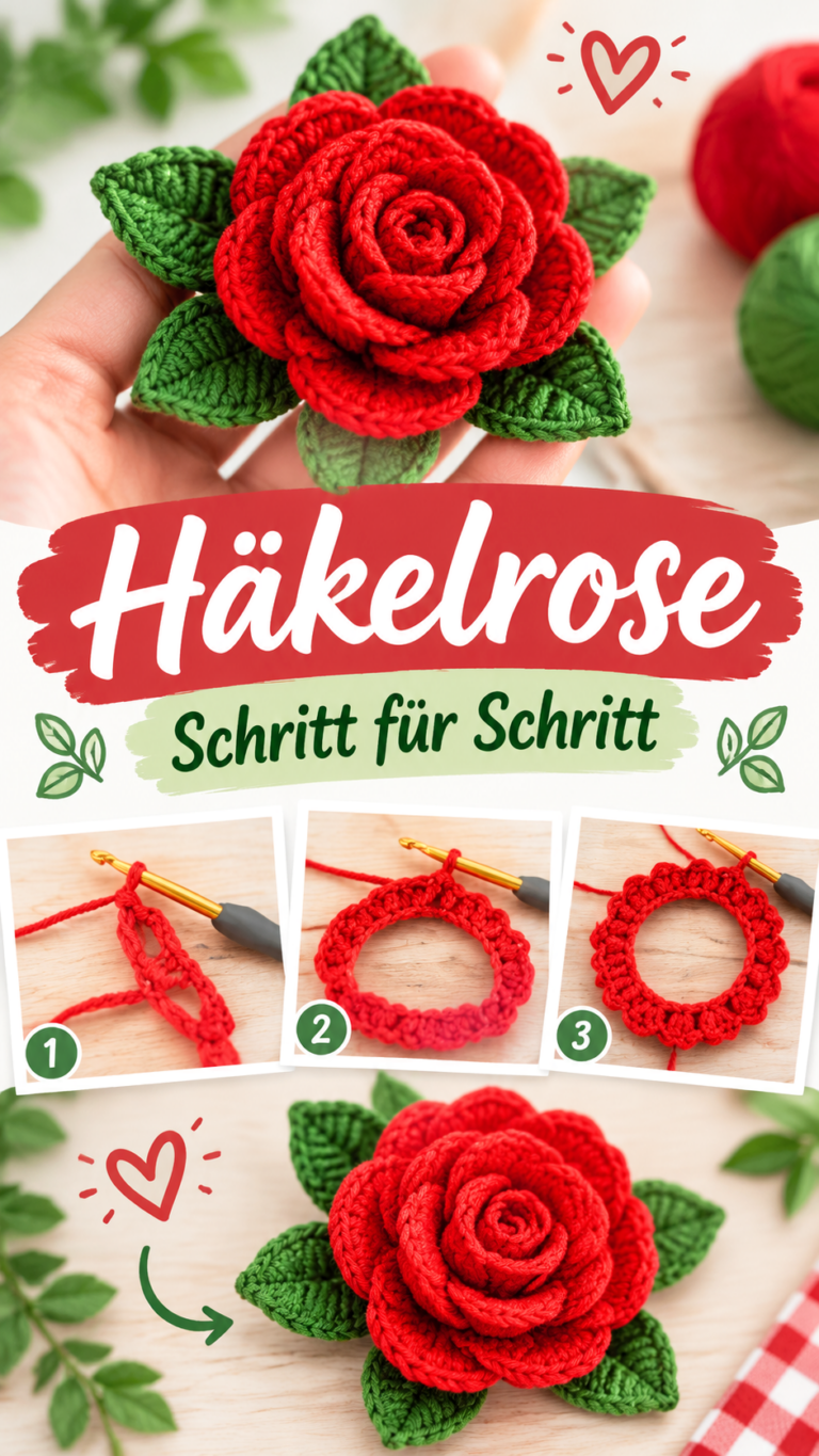 Kostenlose Häkelanleitung für Rosen  DIY Blumen häkeln