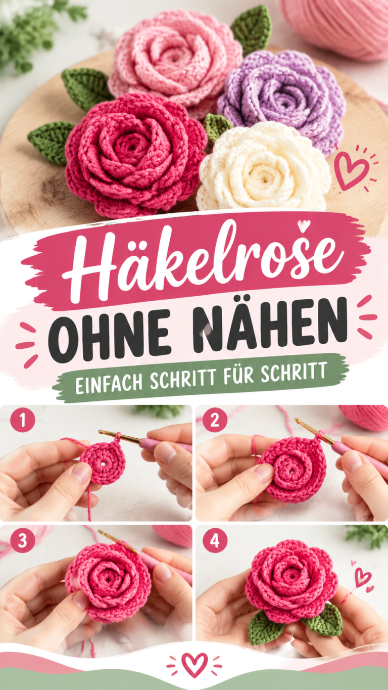 Häkelrosen Anleitung kostenlos  Einfaches Rosenmuster zum Häkeln