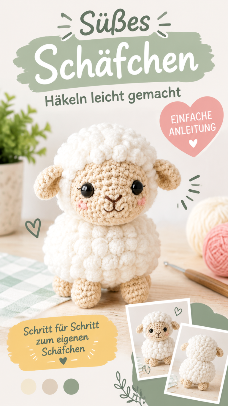 Süßes Häkel-Schaf Amigurumi  Niedliche DIY-Häkelidee zum Selbermachen