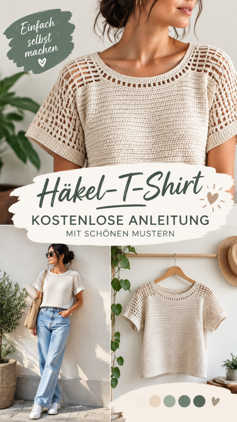 Häkelshirt für Damen  Luftiges Oberteil mit kostenlosen Häkelanleitungen