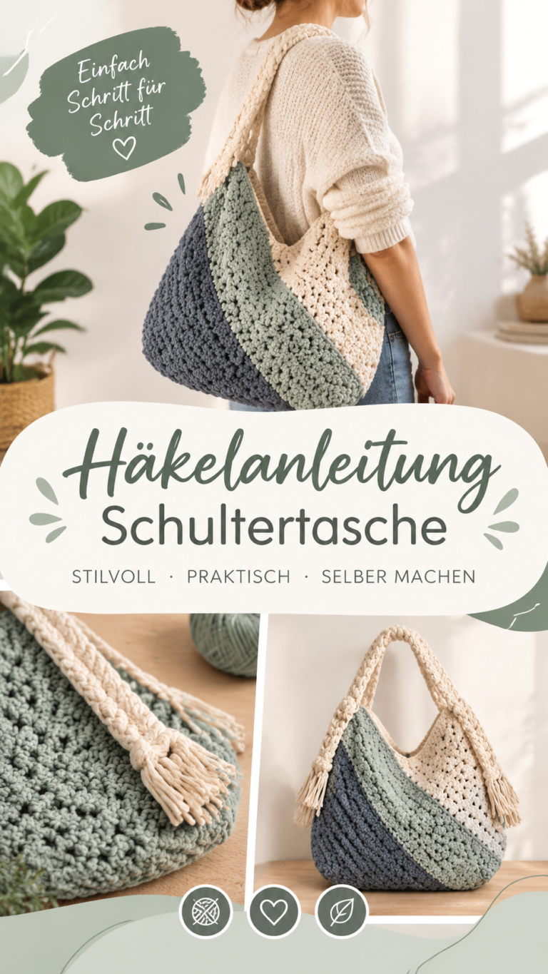 Gehäkelte Schultertasche selber machen  Anleitung für eine stilvolle Boho-Tasche