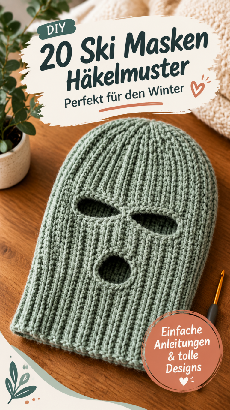 Gehäkelte Skimaske selber machen  Warme Sturmhaube mit Augenöffnungen für den Winter