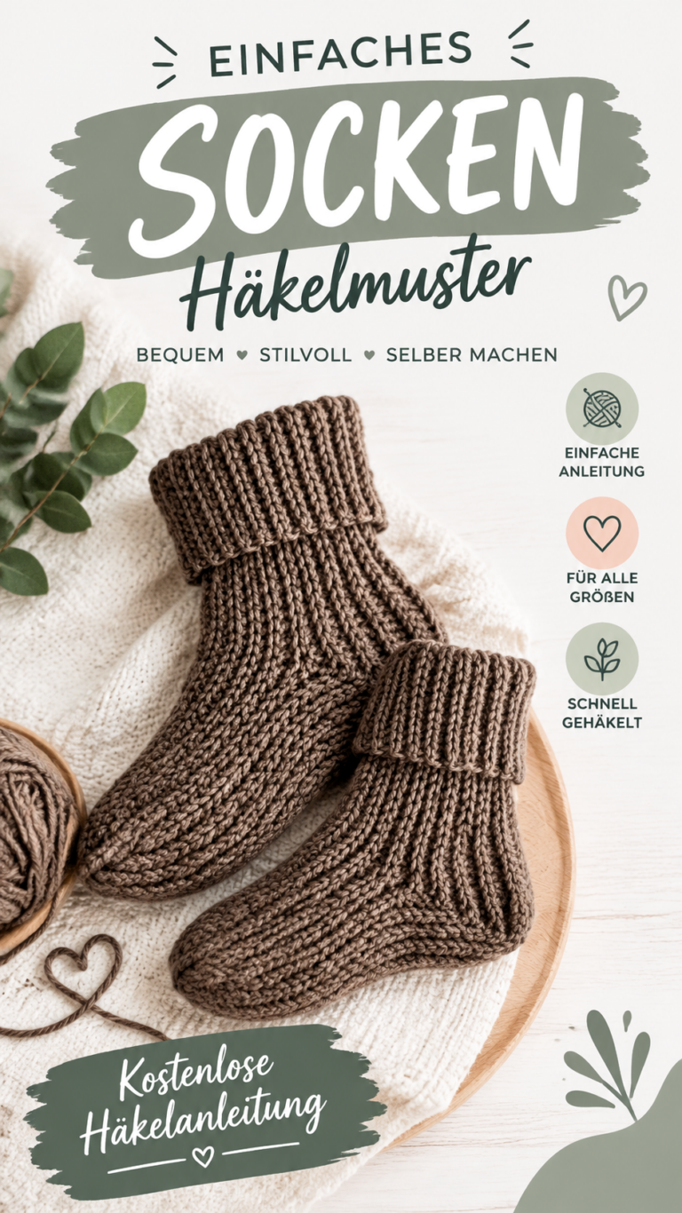 Einfache gehäkelte Socken  kostenlose Häkelanleitung für kuschelige Wintersocken