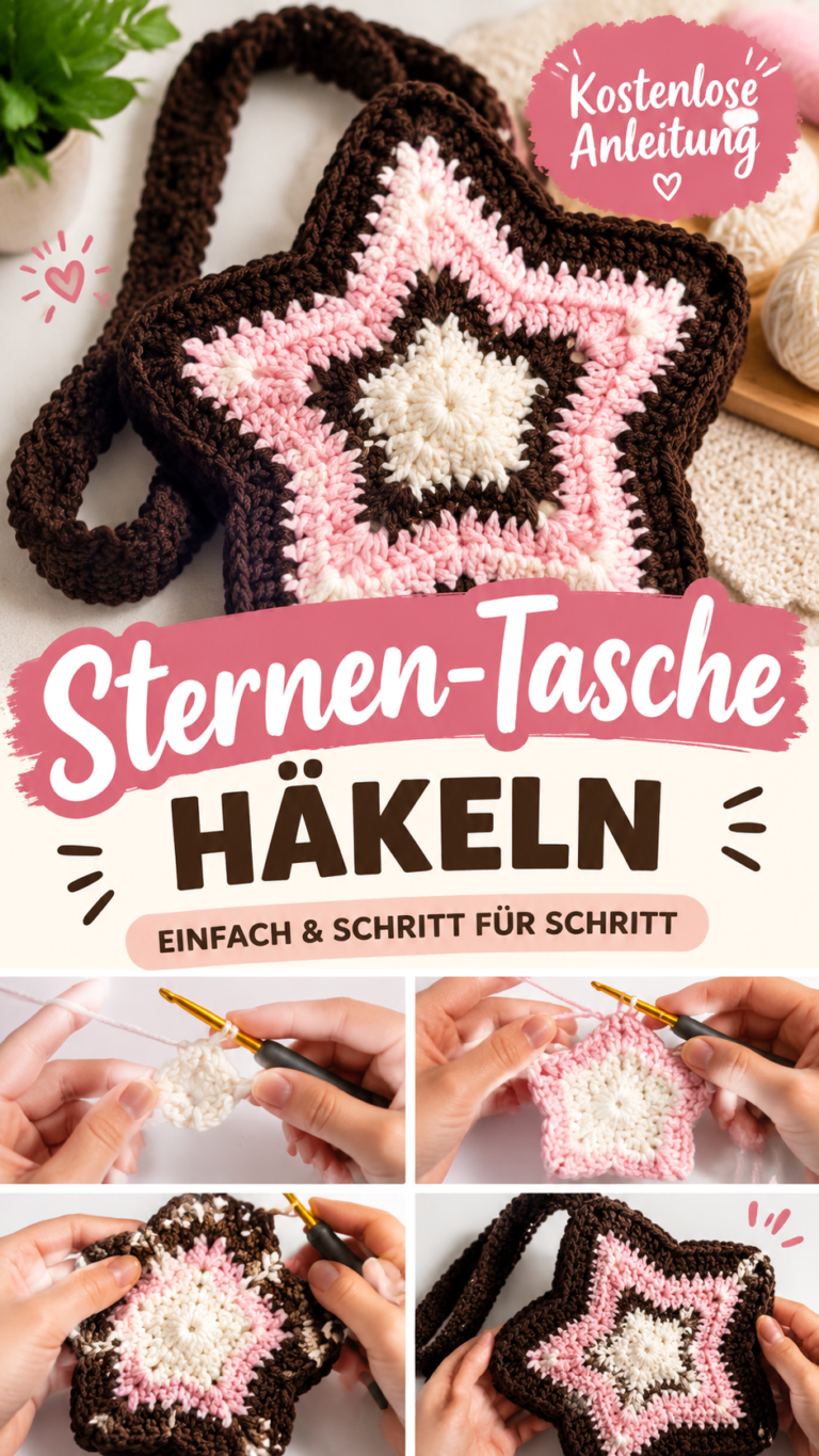 Häkelanleitung Sternentasche  Trendige Crochet Star Bag selber machen