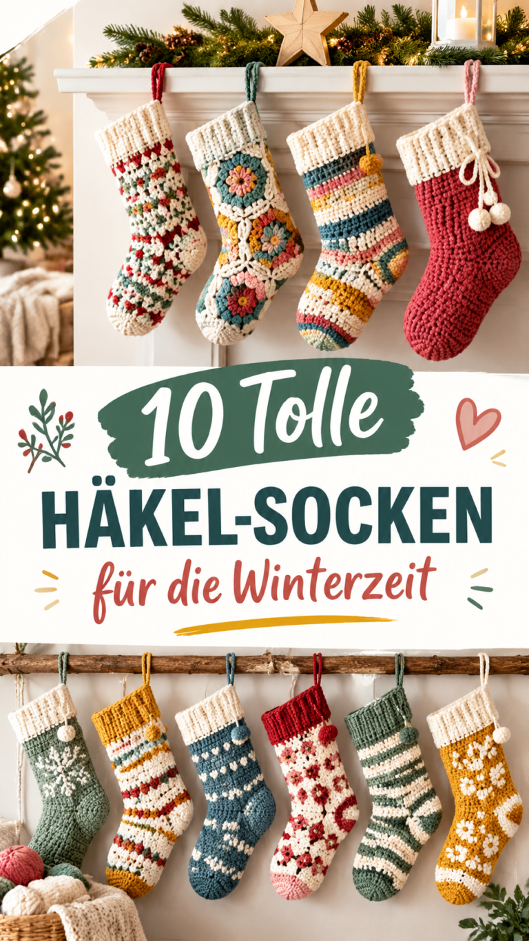 10 Häkel-Weihnachtsstrümpfe aus Wollresten  Bunte Ideen zum Selbermachen