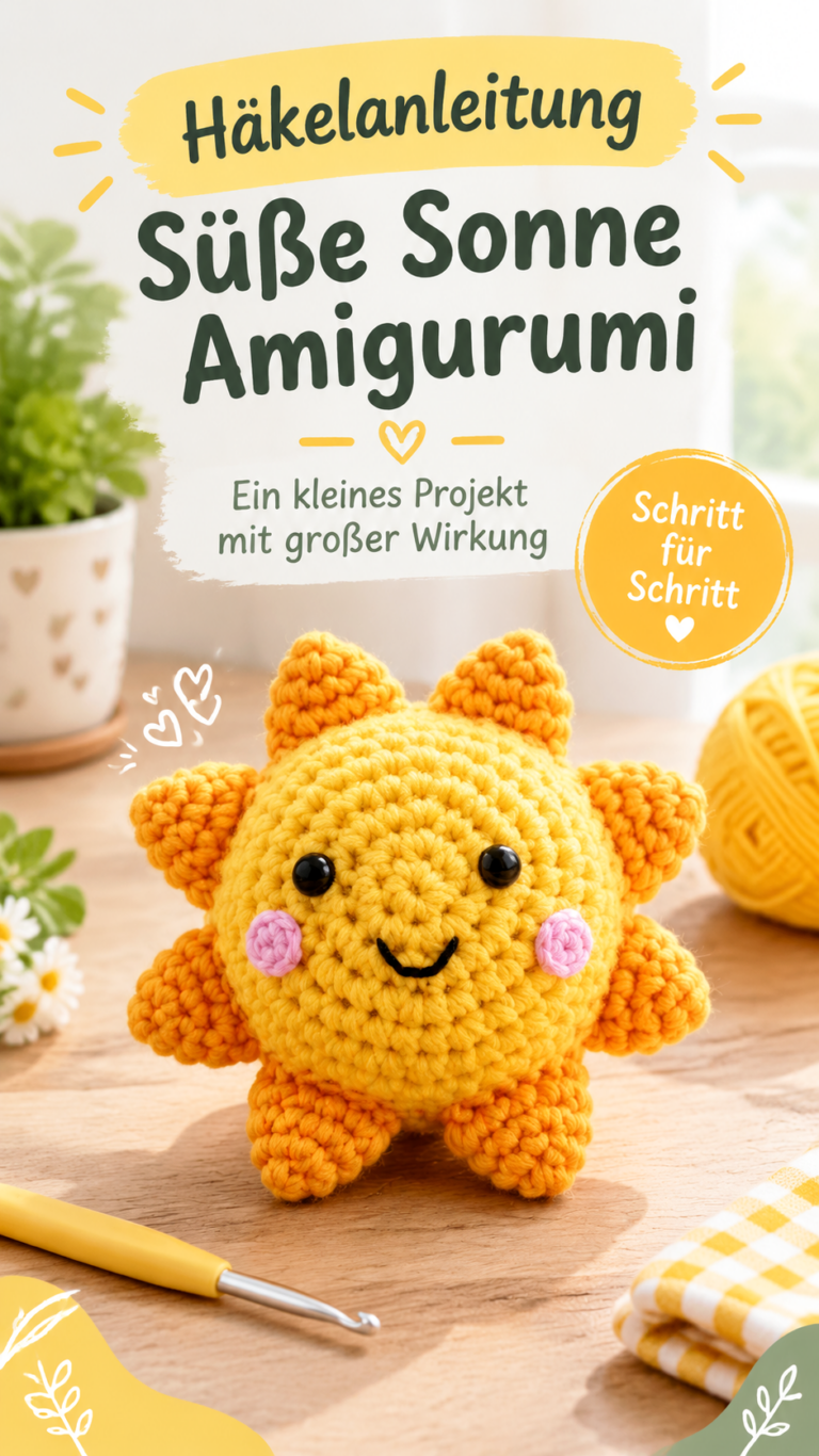 Süße Häkelsonne  Amigurumi Sonne als niedliche Deko selber häkeln