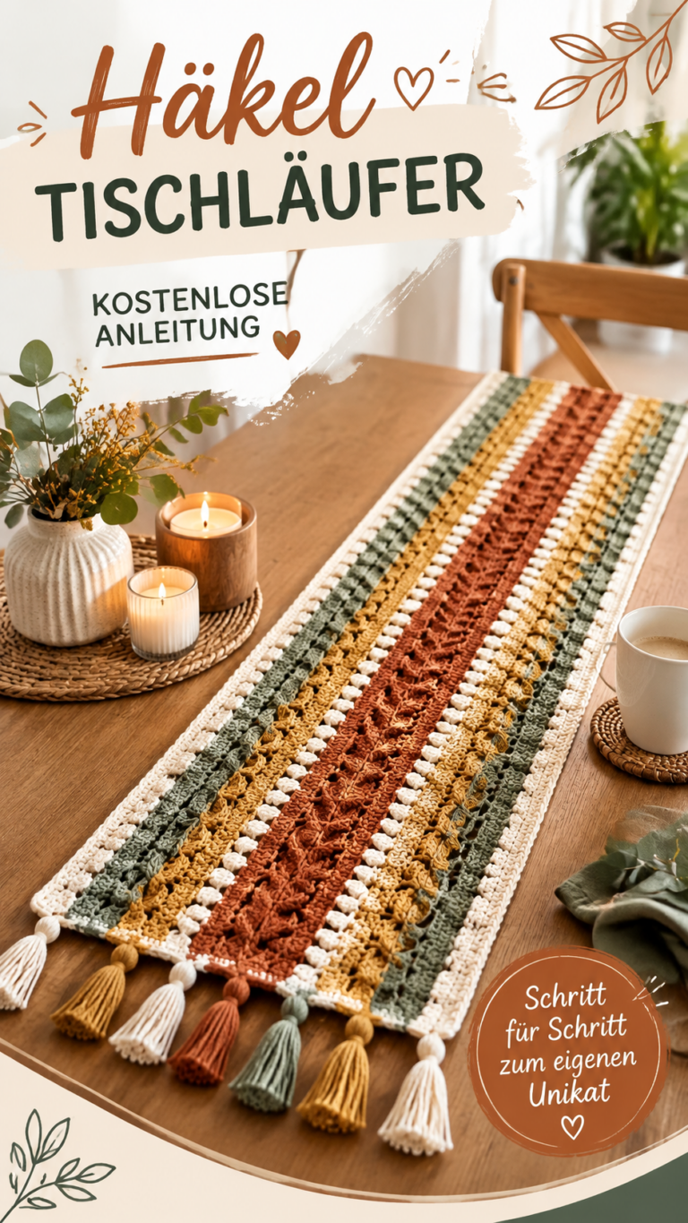 Gehäkelter Tischläufer im Herbststil  einfache Häkelanleitung