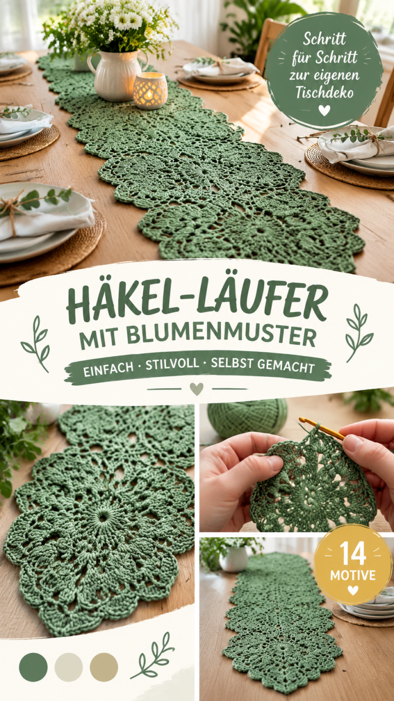 Häkelanleitung für einen eleganten Tischläufer im floralen Spitzenmuster