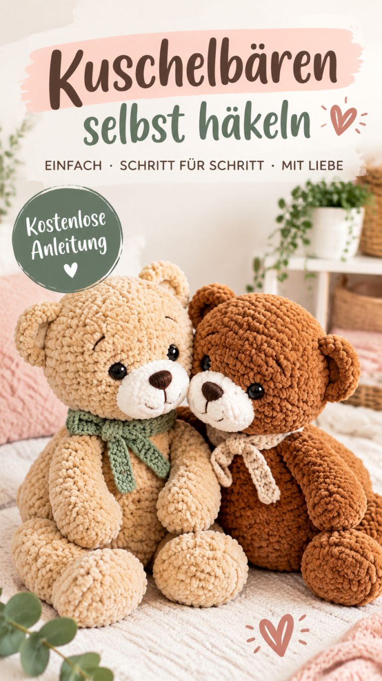 Häkel-Teddybär selber machen  kostenlose Anleitung für süße Kuscheltiere