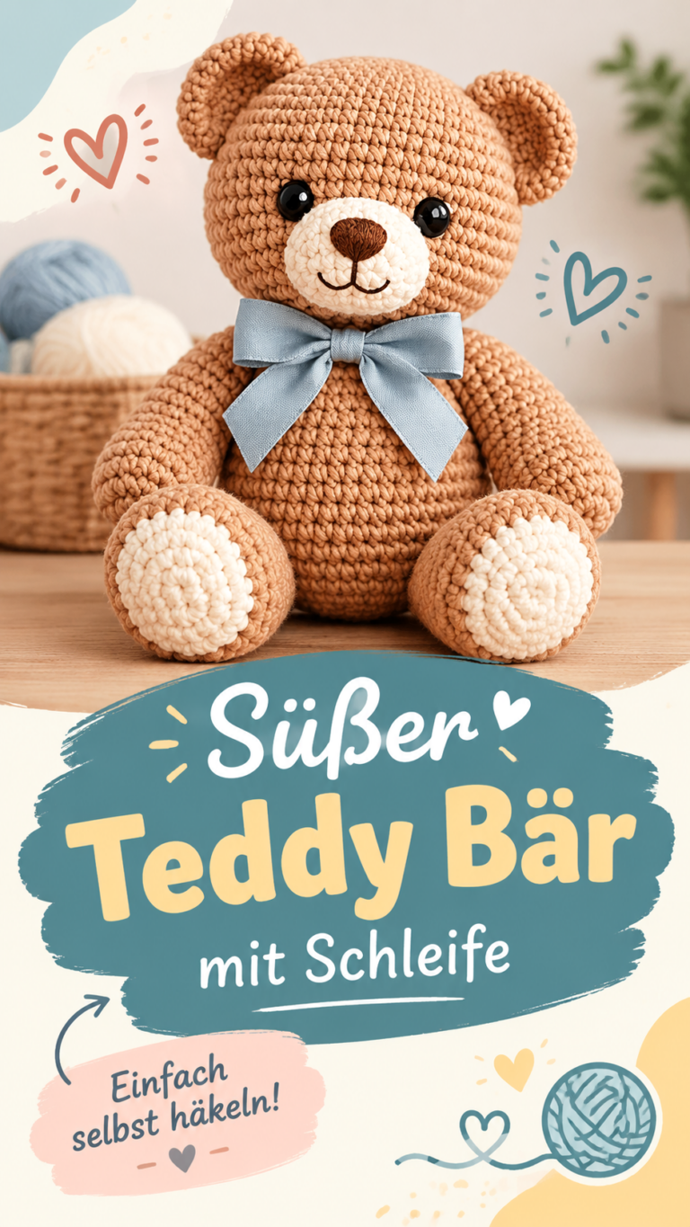 Häkel-Teddybär Anleitung  Süßer Amigurumi Bär mit Schleife