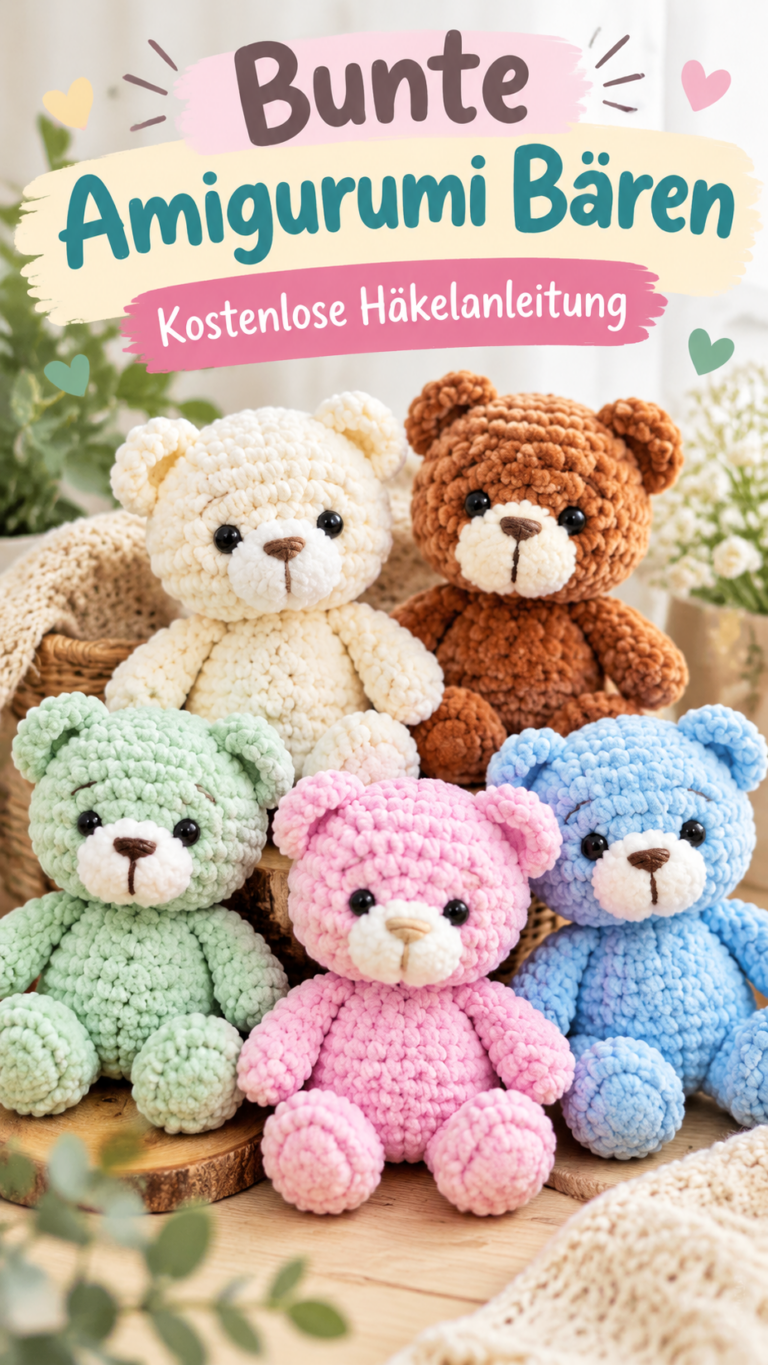 Süße gehäkelte Amigurumi Bären  kostenlose Anleitung für Kuscheltiere